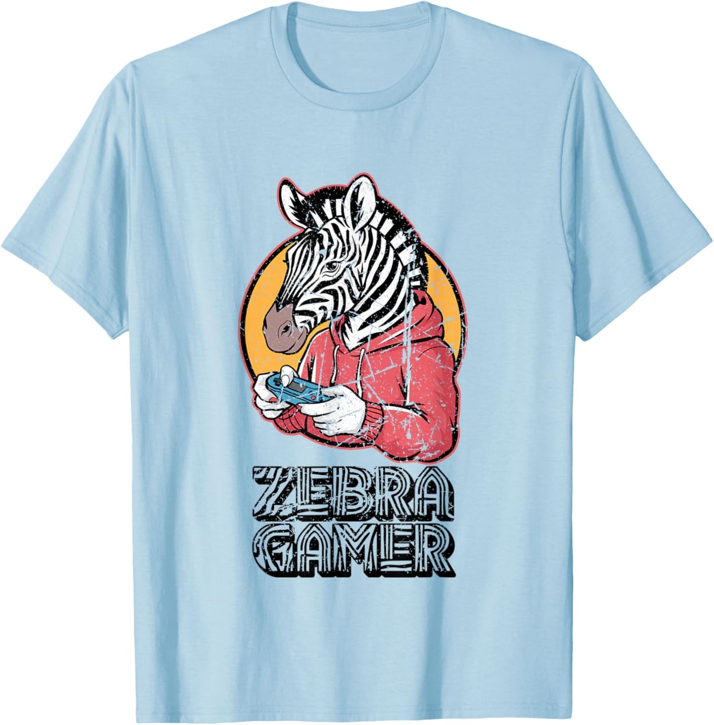 Zebra Gamer Graphic Design For Gamer Kids T-Shirt - T-Shirt | Light Blue