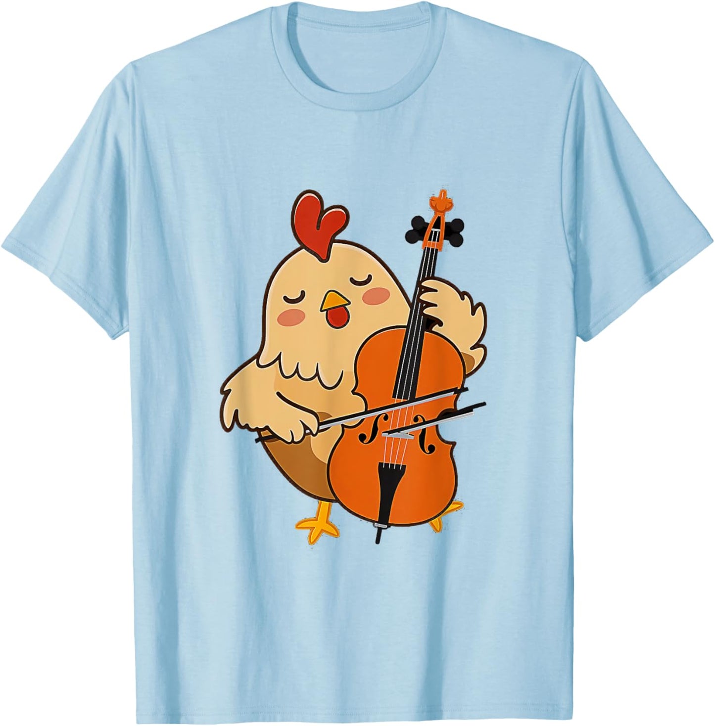 Cellist Chicken Cello Player Orchestra Music Animal Lover T-Shirt - T-Shirt | Light Blue