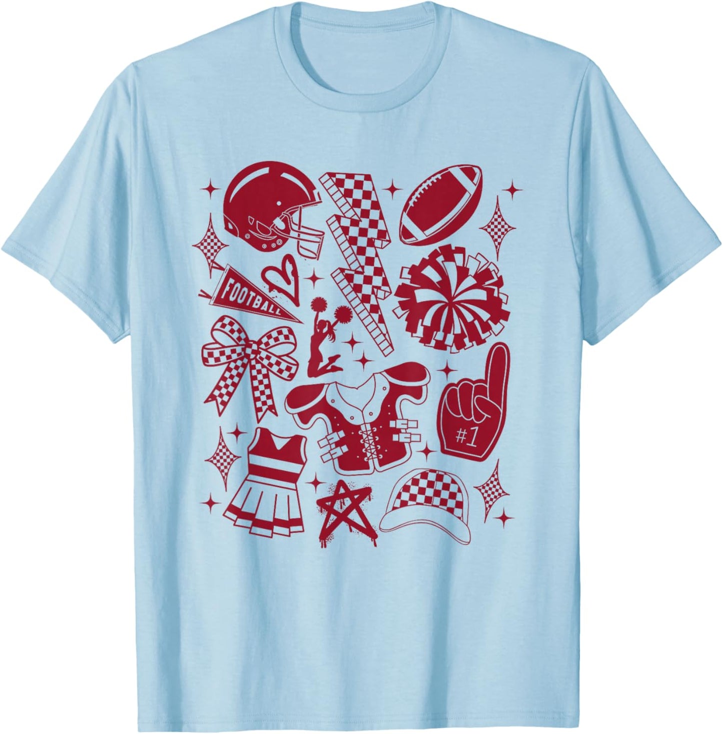 Maroon Football Team Cheer Squad Punk Rock T-Shirt - T-Shirt | Light Blue