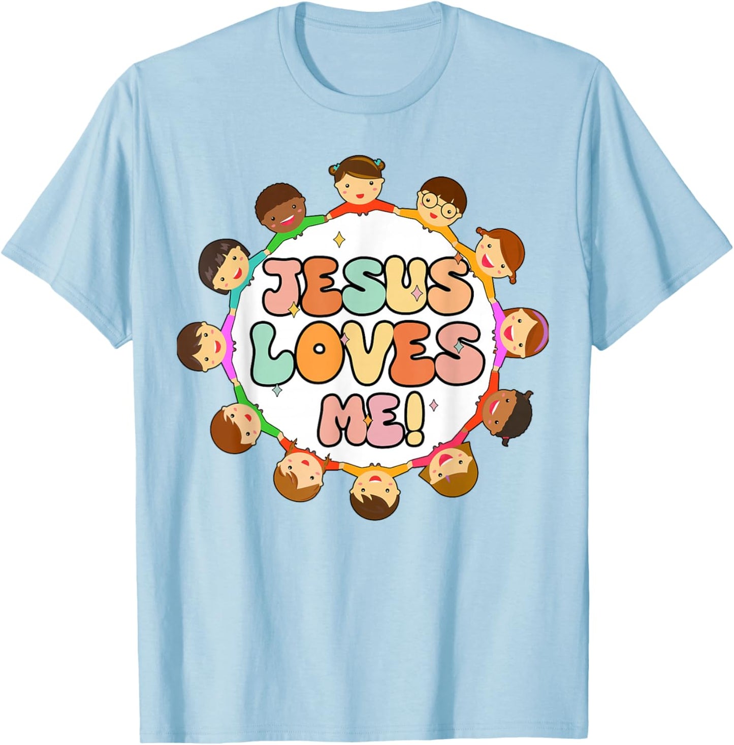 Toddler Jesus Loves Me Christian-Shirt I Heart God Girl Kid T-Shirt - T-Shirt | Light Blue