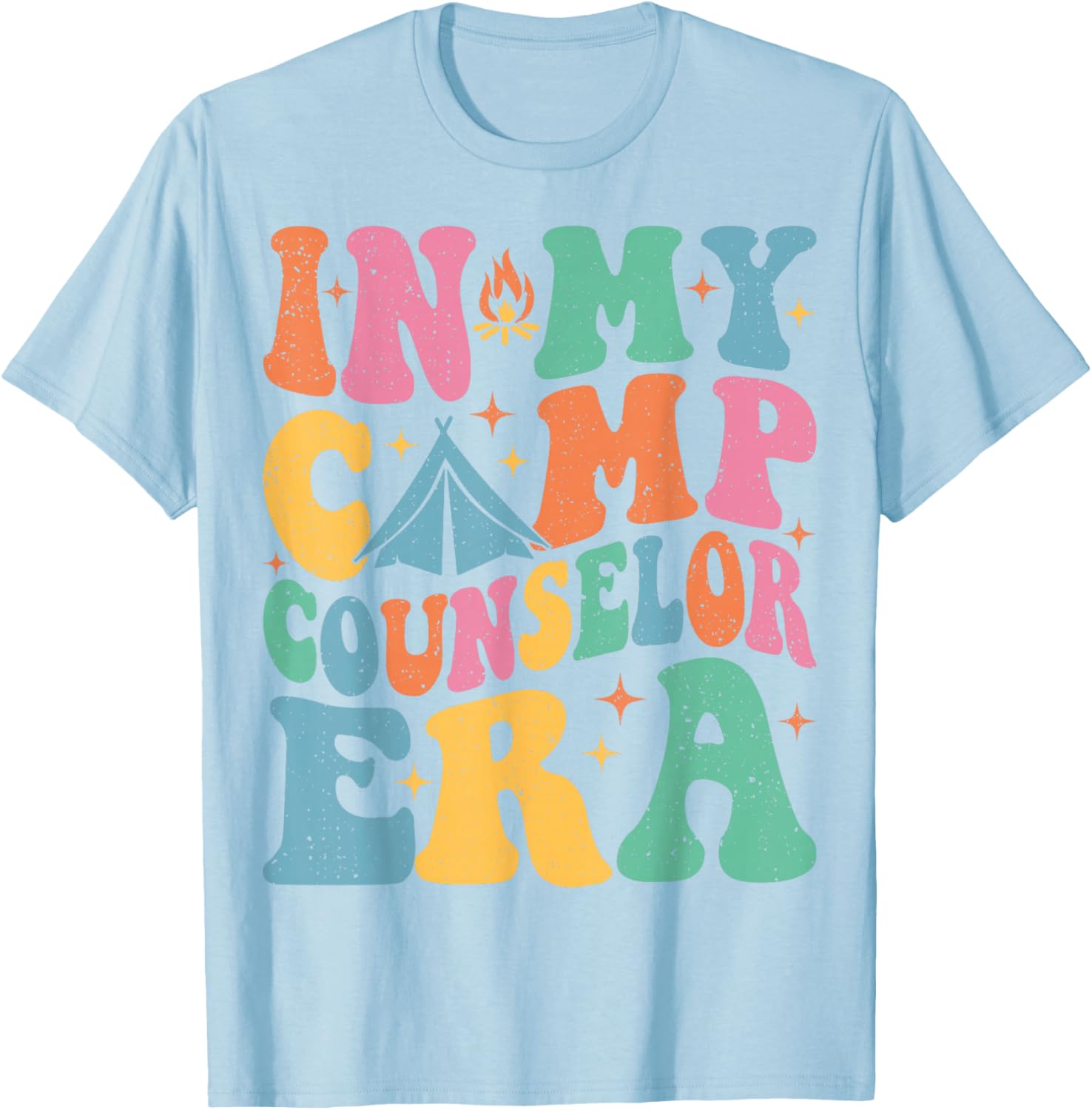 in My Camp Counselor Era Groovy Summer Camp Counselor T-Shirt - T-Shirt | Light Blue