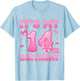 14th Birthday Shirt Girls Coquette Bow 14 Year Old Birthday T-Shirt - T-Shirt | Light Blue
