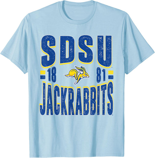 South Dakota State Jackrabbits Vintage 90's Retro White T-Shirt - T-Shirt | Light Blue