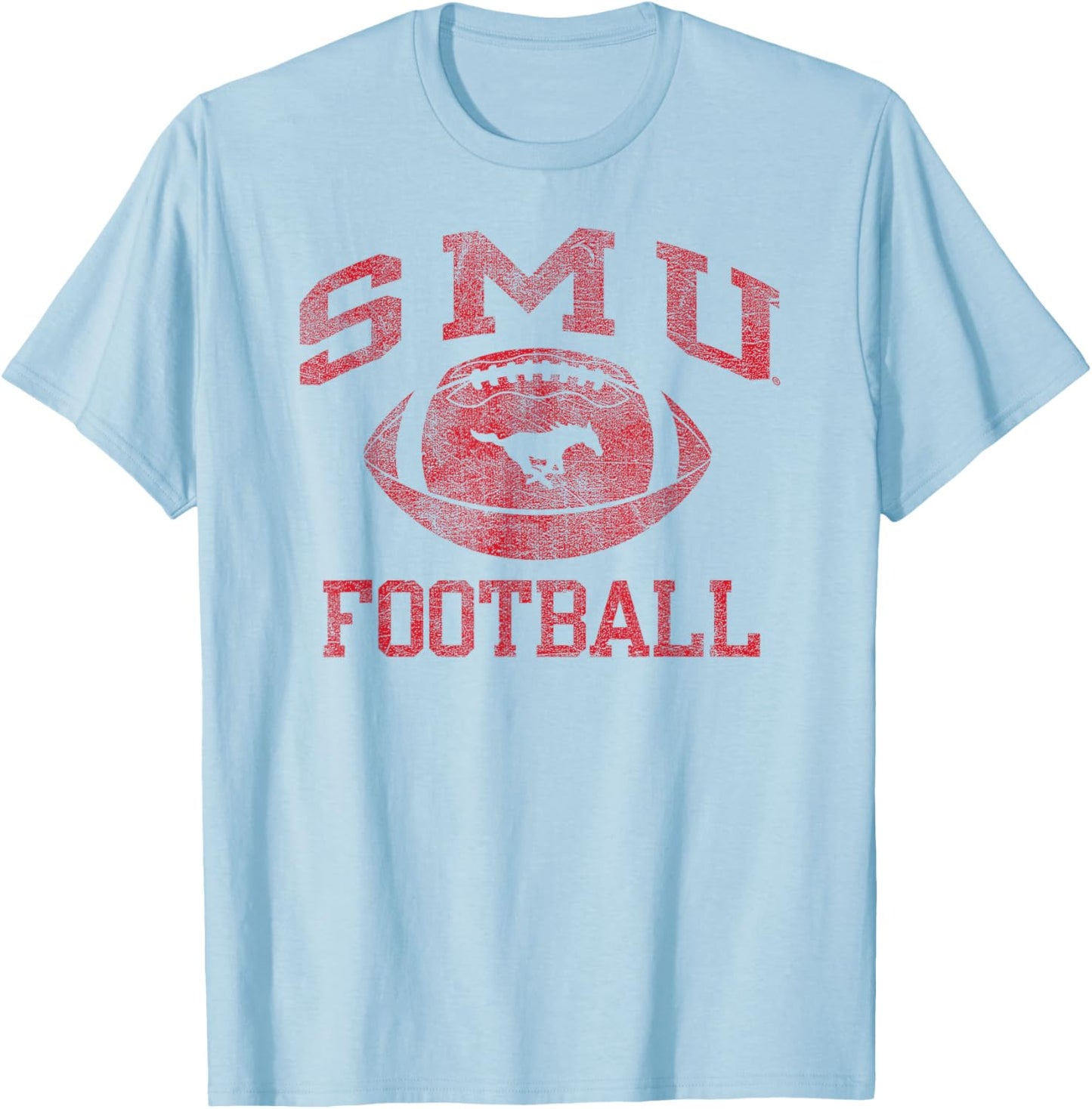 SMU Mustangs Football Intensity White Officially Licensed T-Shirt - T-Shirt | Light Blue