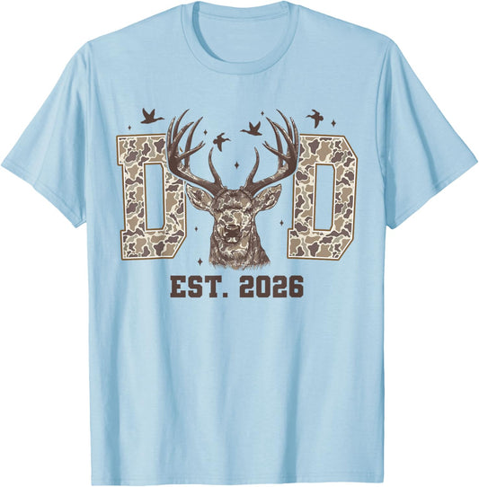 Dad EST 2026 Camo Deer Hunting Promoted to Dad Father's Day T-Shirt - T-Shirt | Light Blue
