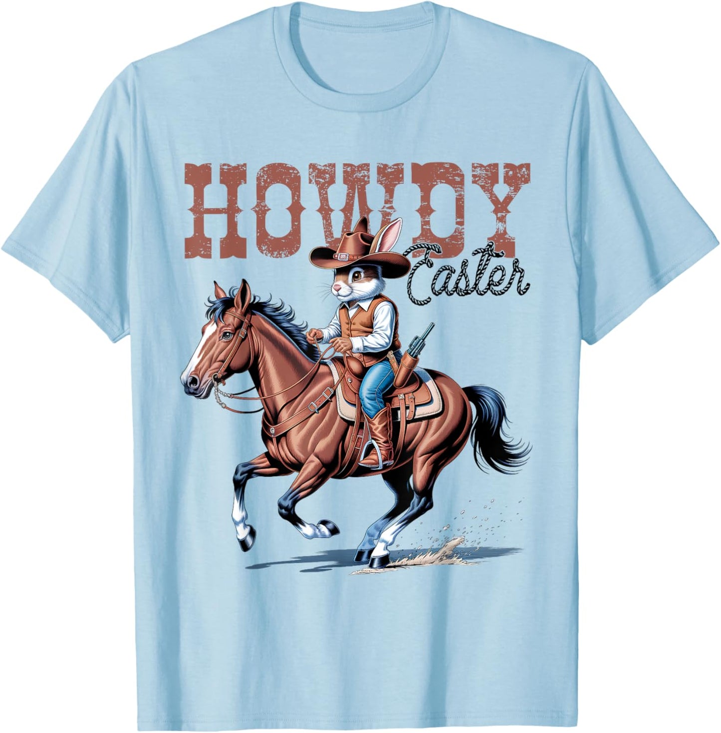 Howdy Easter Funny Cowboy Bunny Happy Easter Western Boy Kid T-Shirt - T-Shirt | Light Blue