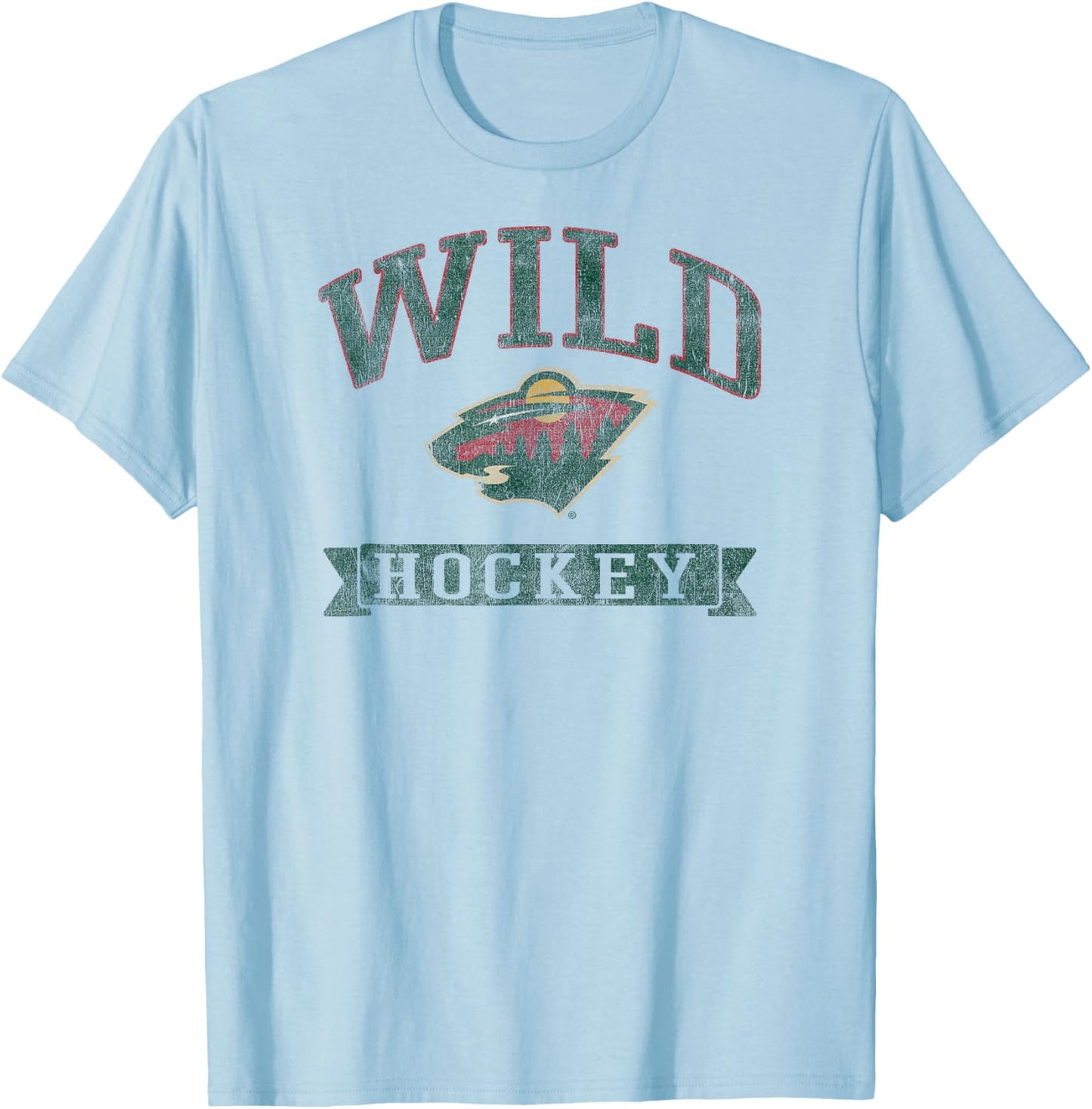 Minnesota Wild Vintage Hockey Gray Officially Licensed T-Shirt - T-Shirt | Light Blue