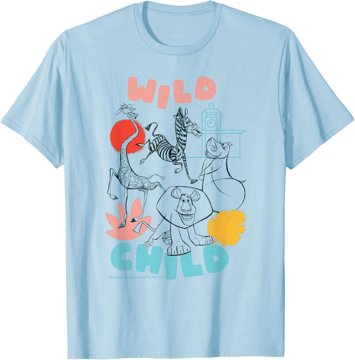 Wild Child Madagascar Zoo Adventure Fun T-Shirt - T-Shirt | Light Blue