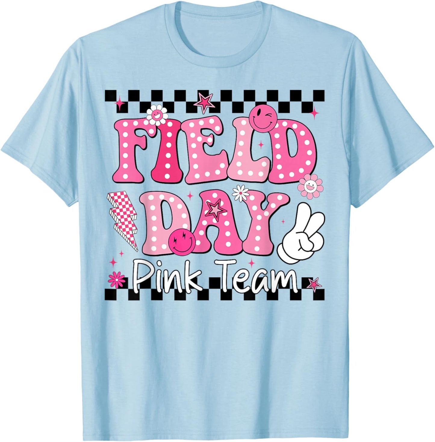 Field Day Trip Pink Team Color Game Competition Boys Girls T-Shirt - T-Shirt | Light Blue