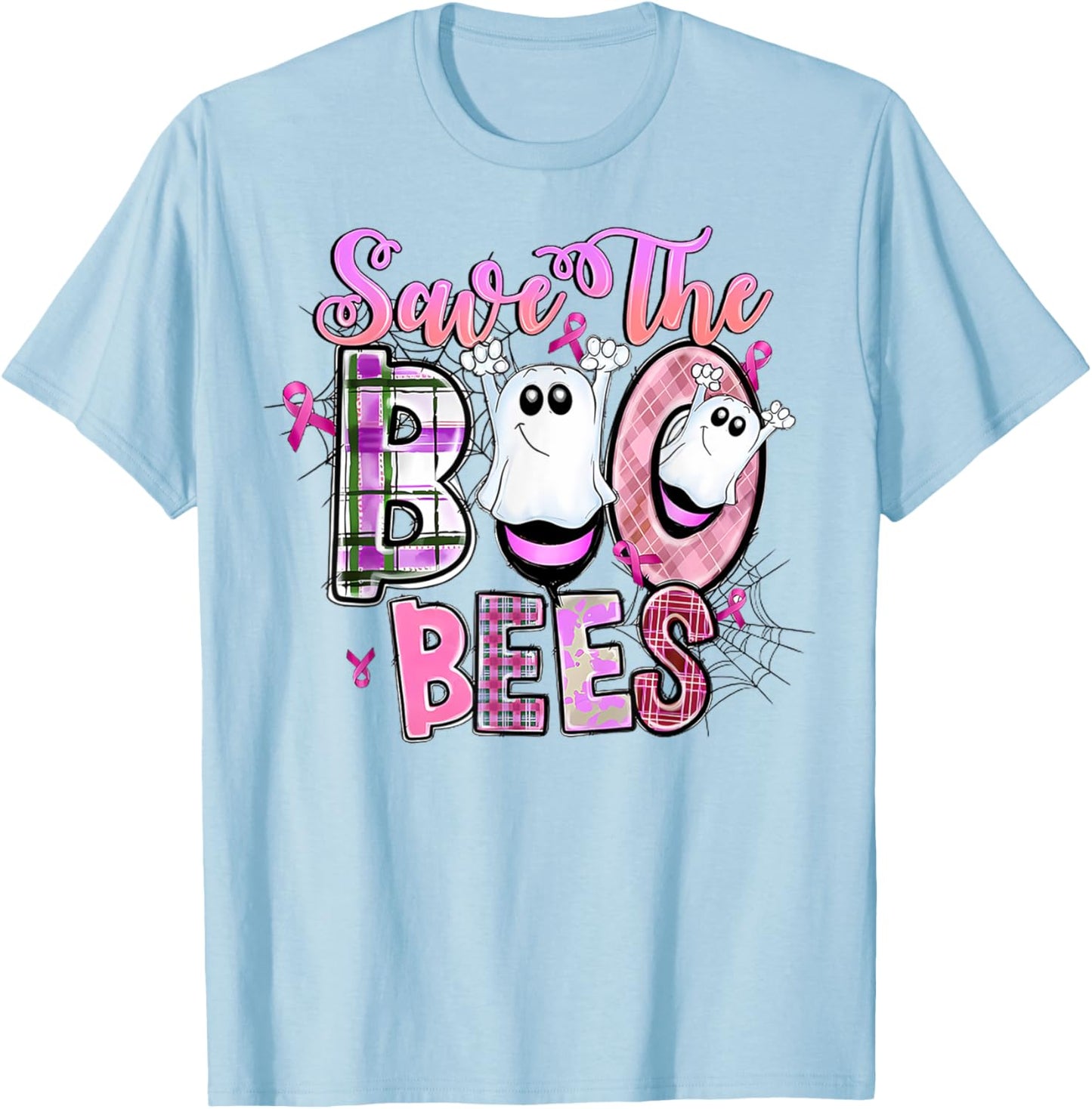Save Your Boo Bees Shirts Funny Breast Cancer Halloween T-Shirt - T-Shirt | Light Blue