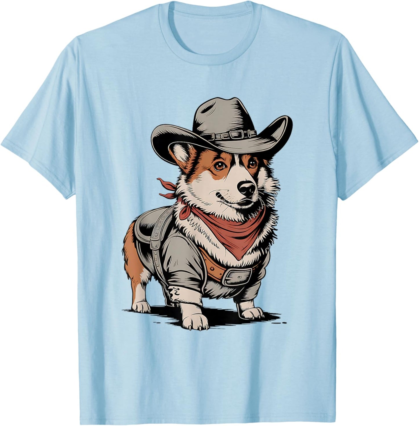 Adults & Kids Corgi Lover Country Western White Small T-Shirt - T-Shirt | Light Blue
