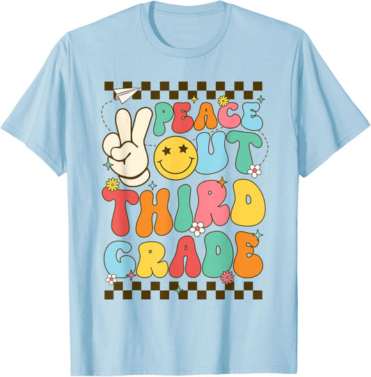 Last Day of Third Grade Peace Out Third Grade Graduation T-Shirt - T-Shirt | Light Blue