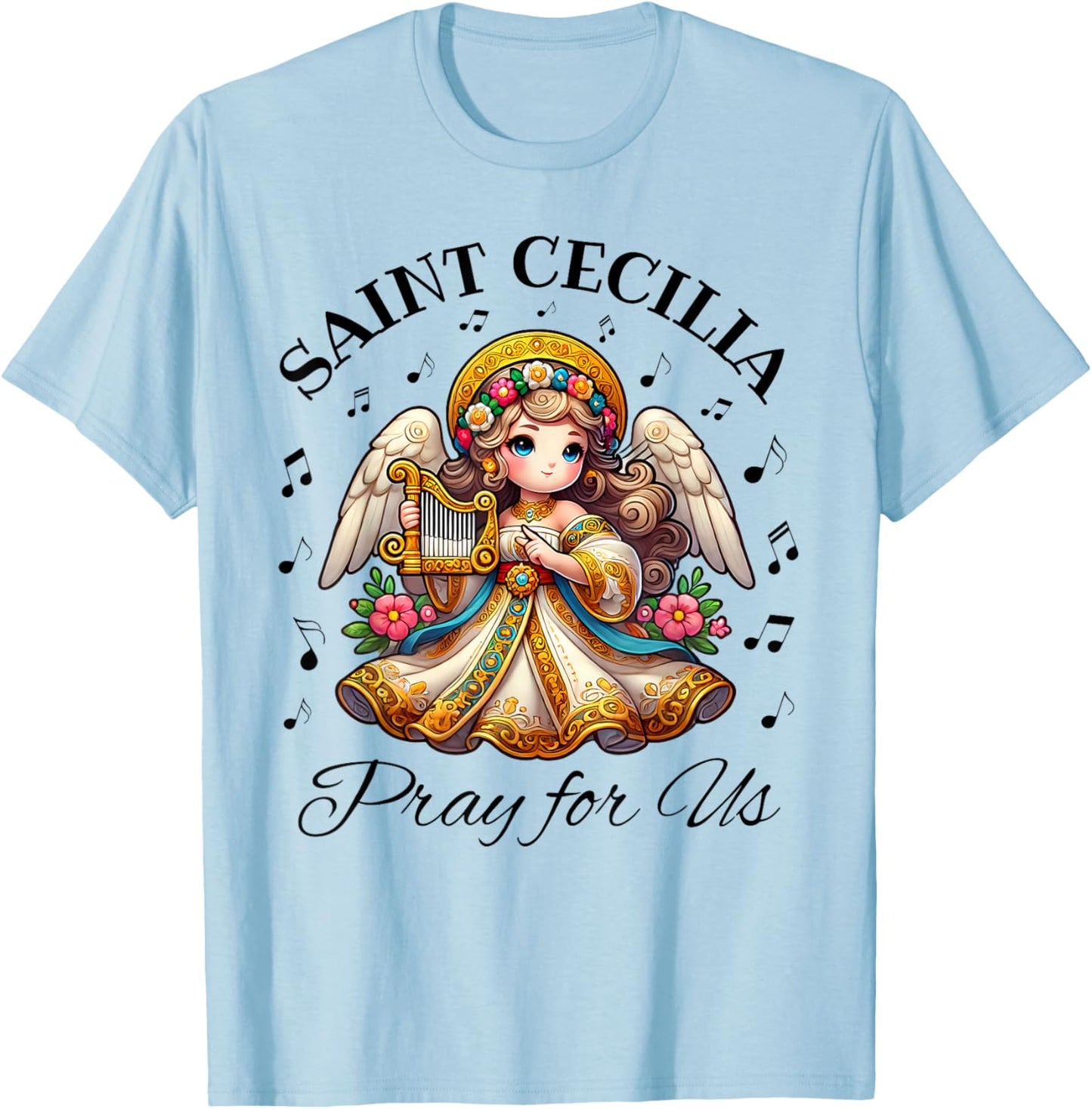 Saint Cecilia Catholic Patroness of Music and Musicians Kids T-Shirt - T-Shirt | Light Blue