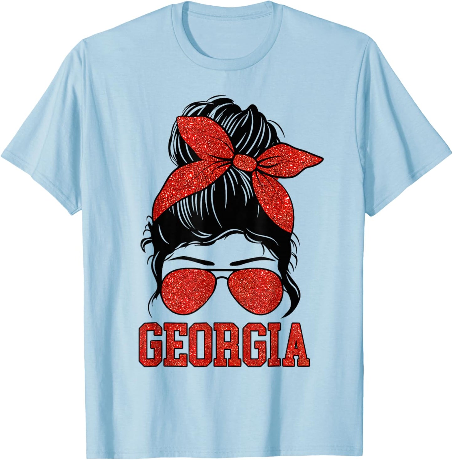 Girls Georgia Messy Bun Varsity Vintage T-Shirt - T-Shirt | Light Blue