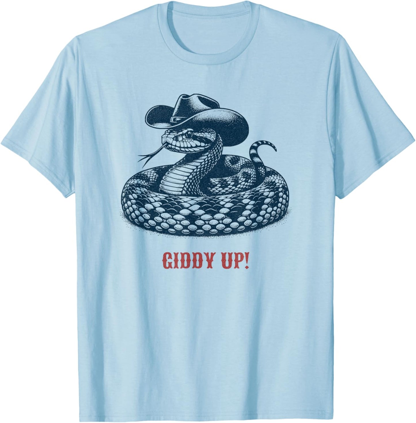 Giddy Up - Rodeo / Cowboy Rattlesnake T-Shirt - T-Shirt | Light Blue