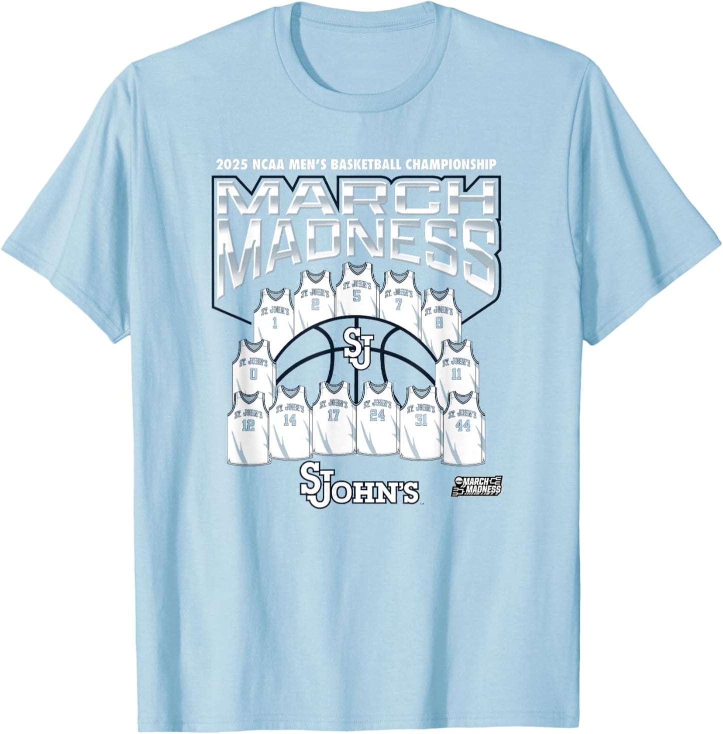 St. John's March Madness 2025 Men's Basketball NIL T-Shirt - T-Shirt | Light Blue