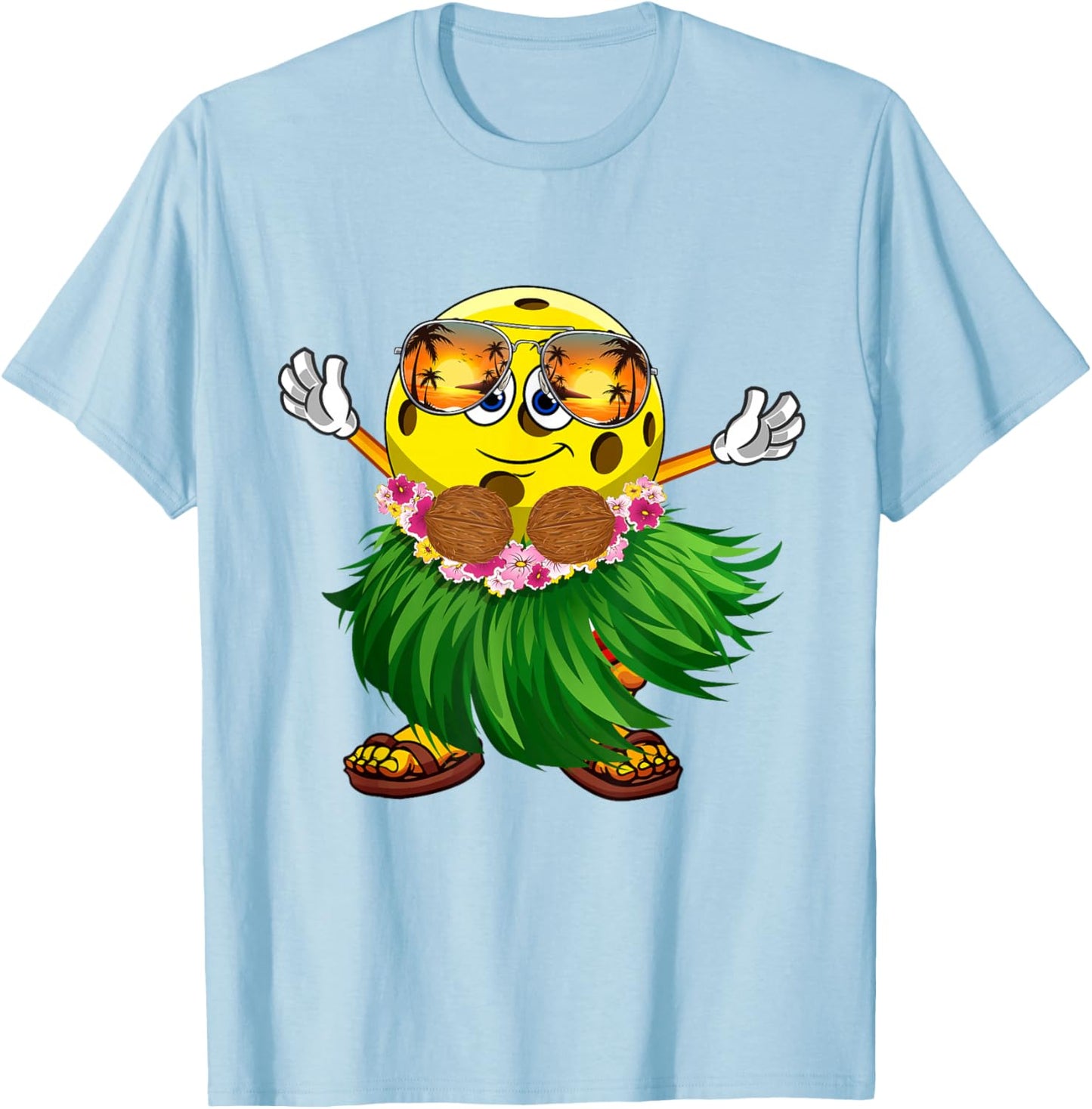 Cute Hawaiian Pickleball Ball Tropical Beach Summer Vacation T-Shirt - T-Shirt | Light Blue
