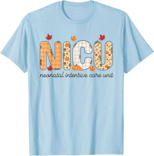 Women NICU Nurse Autumn Fall Neonatal Intensive Care Unit T-Shirt - T-Shirt | Light Blue