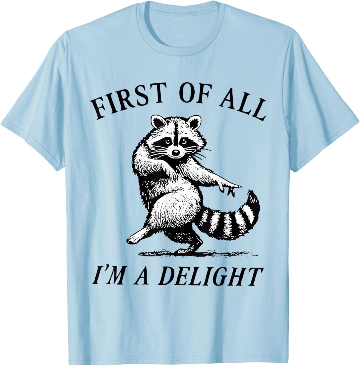 First of All I'm A Delight Funny Raccoon Lover T-Shirt - T-Shirt | Light Blue