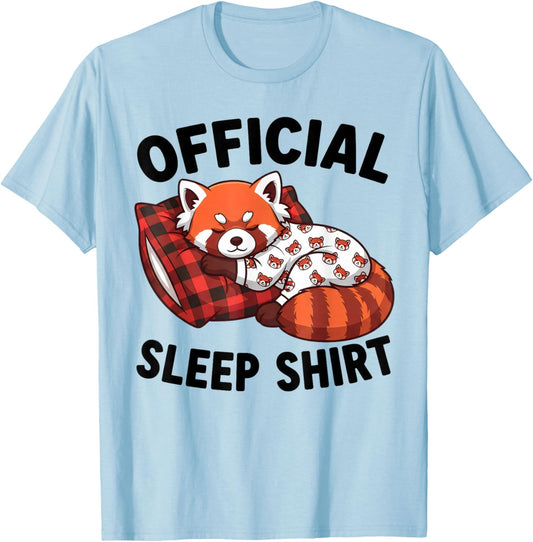 Cute Kawaii Sleeping Red Panda Official Sleepshirt Nightgown T-Shirt - T-Shirt | Light Blue