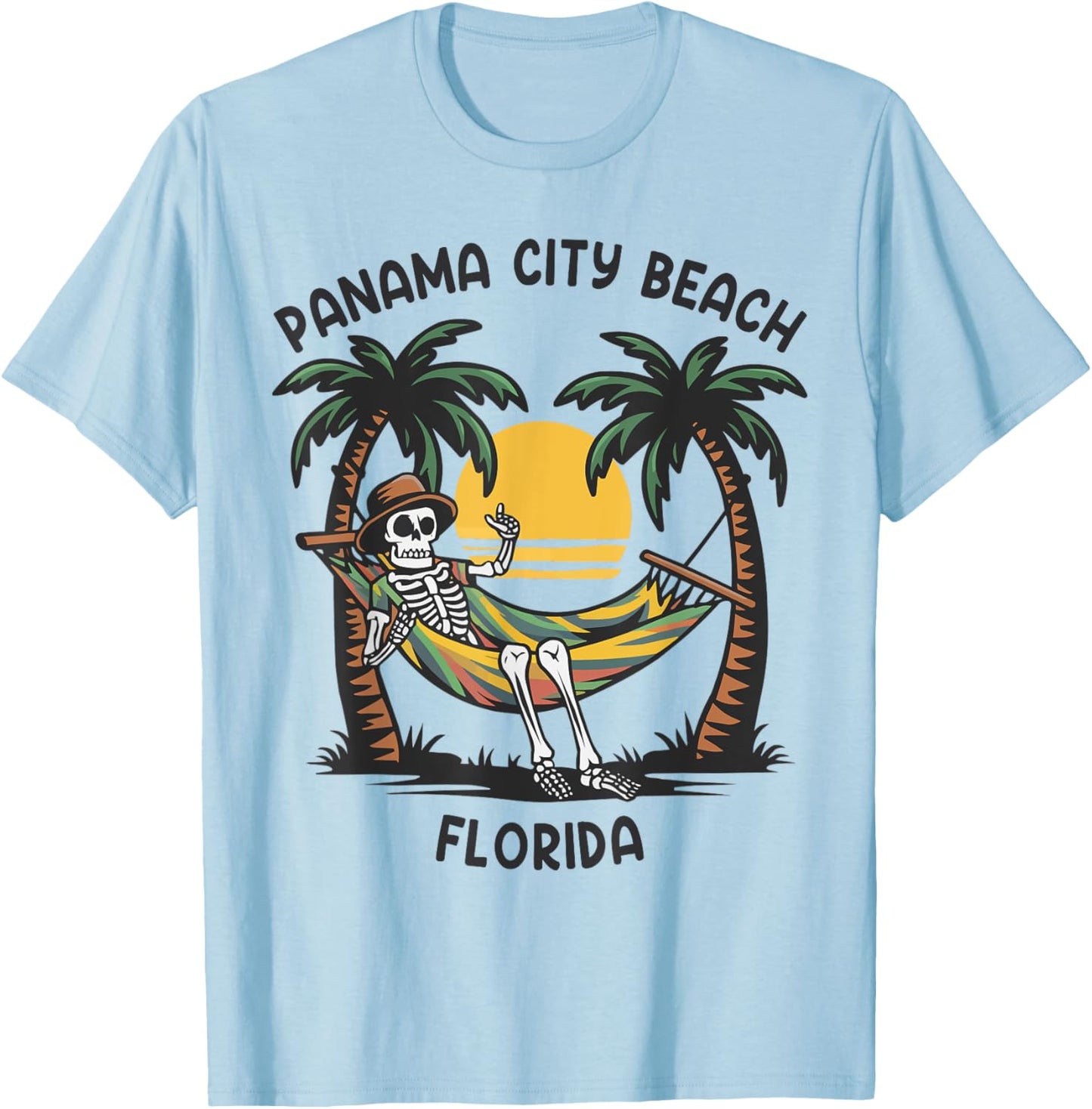 Vintage Panama City Beach Florida Palms FL Sunset Funny Men Women T-Shirt - T-Shirt | Light Blue
