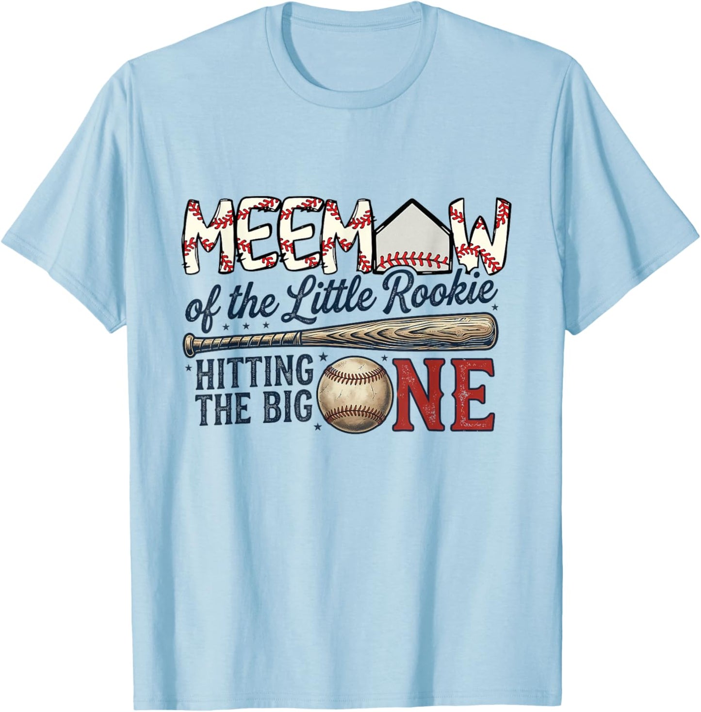 Grandma Meemaw of The Lil Rookie 1st Birthday Baseball T-Shirt - T-Shirt | Light Blue