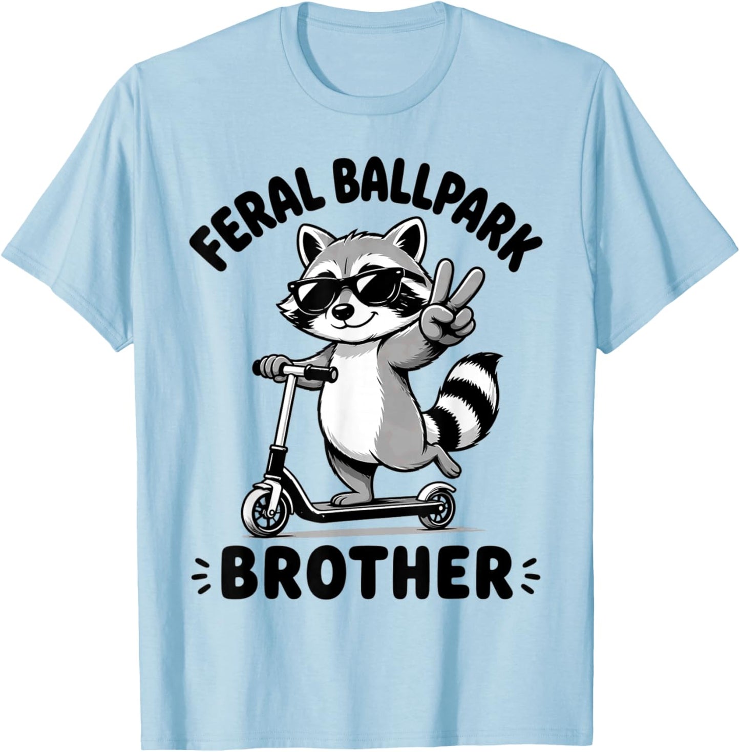 Raccoon and Scooter Feral Ballpark Brother Ballfield Sibling T-Shirt - T-Shirt | Light Blue