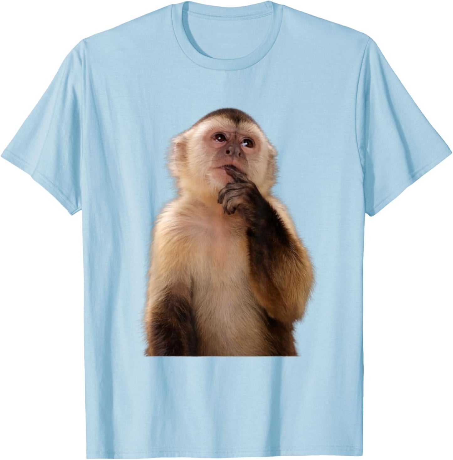 Funny Thinking Monkey Meme Sarcastic T-Shirt - T-Shirt | Light Blue