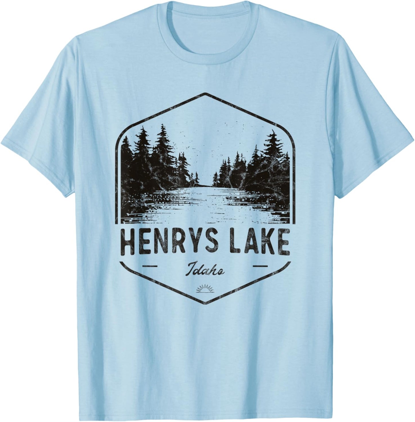 Henrys Lake Idaho Outdoors Vintage T-Shirt - T-Shirt | Light Blue