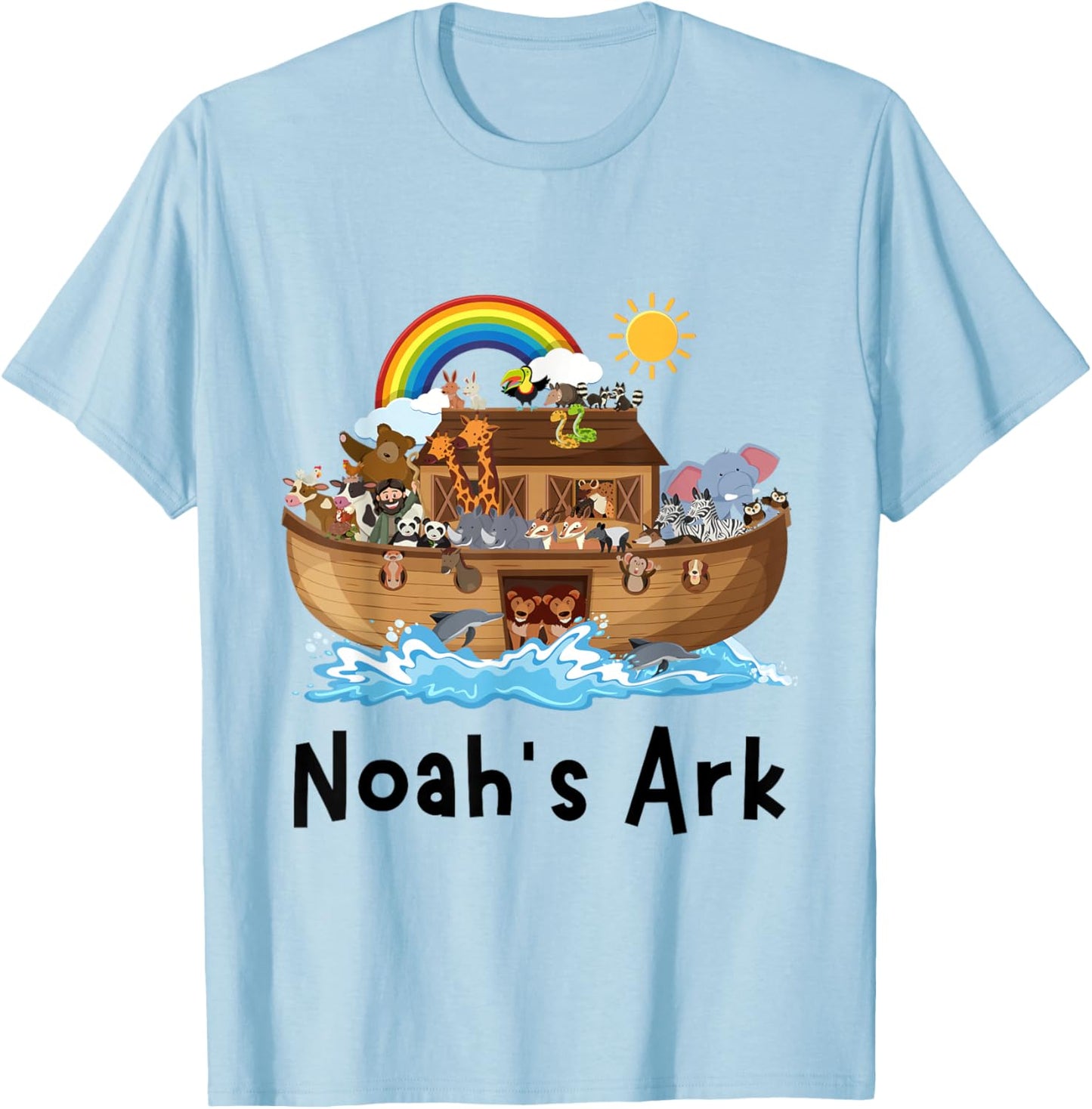 Christian Faith Noah's Ark Sunday School Student Rainbow T-Shirt - T-Shirt | Light Blue