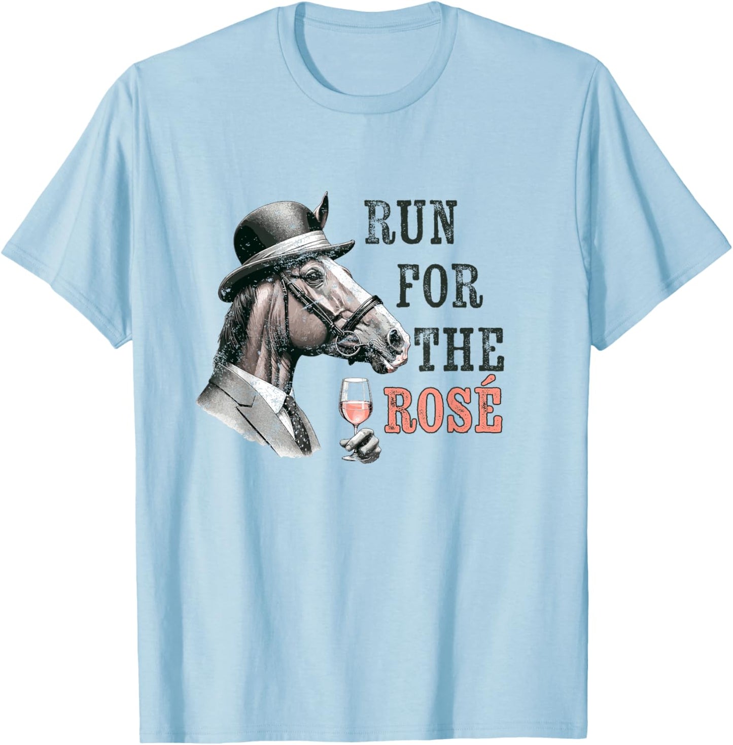 Dapper Derby Horse Sipping Rosé Wine Race Day Party T-Shirt - T-Shirt | Light Blue