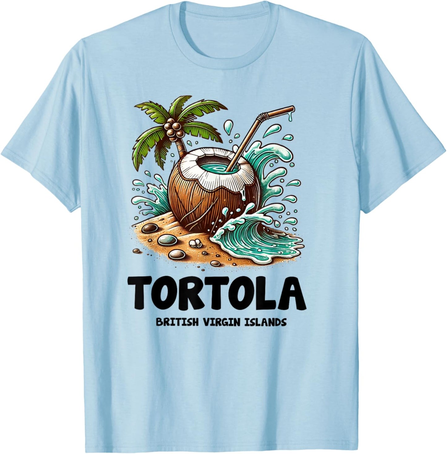 Tortola B.V.I British Virgin Islands Souvenir Vacation T-Shirt - T-Shirt | Light Blue