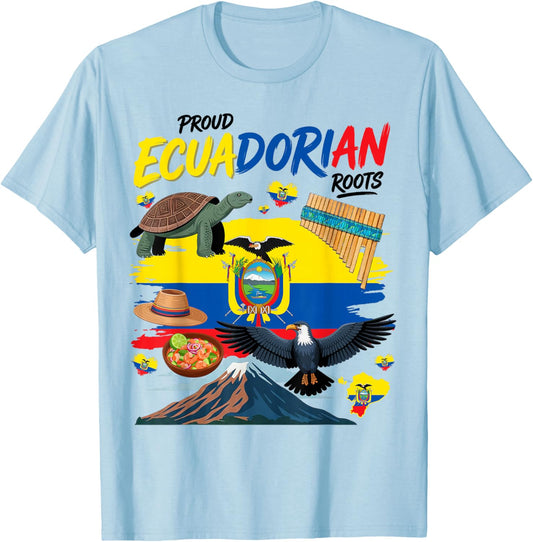 Ecuadorian Roots Outfit Idea for Kids Ecuador Flag Themed T-Shirt - T-Shirt | Light Blue
