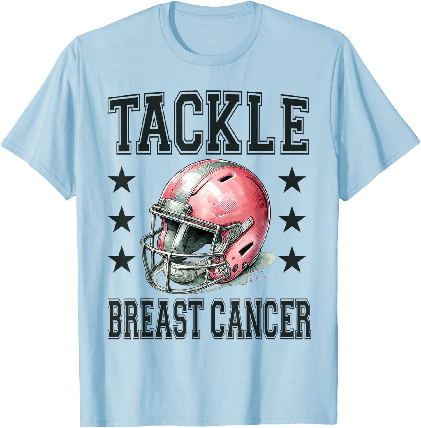 Tackle Breast Cancer Pink Football Helmet Awareness Design T-Shirt - T-Shirt | Light Blue