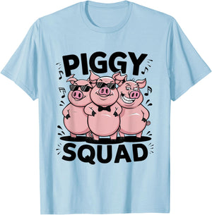 Piggy Squad Funny Farmer Life Farm Pigs Lover Woman Men Kids T-Shirt - T-Shirt | Light Blue
