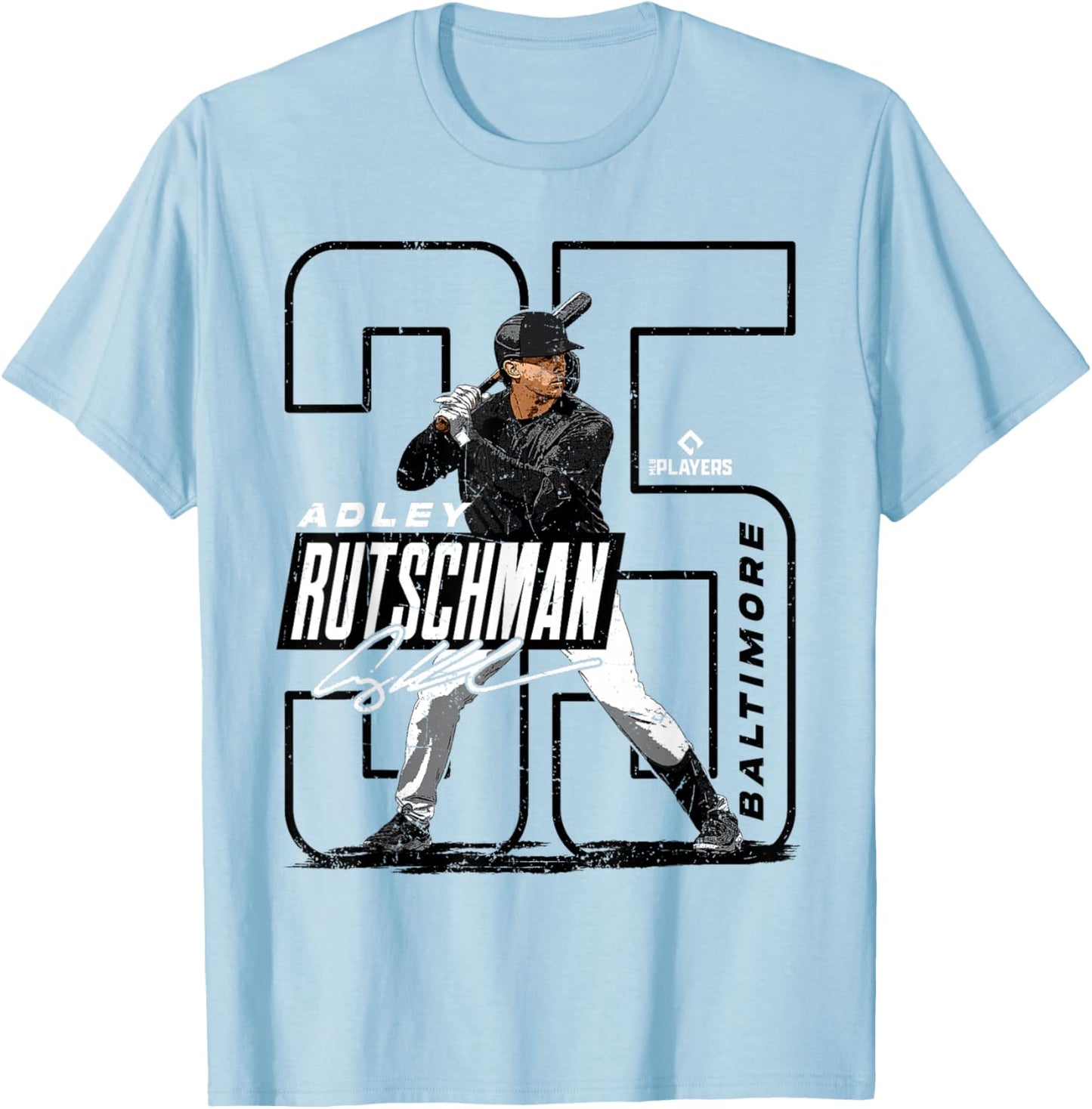 Adley Rutschman | Baltimore MLB Players | MLBRUTS3001-S T-Shirt - T-Shirt | Light Blue