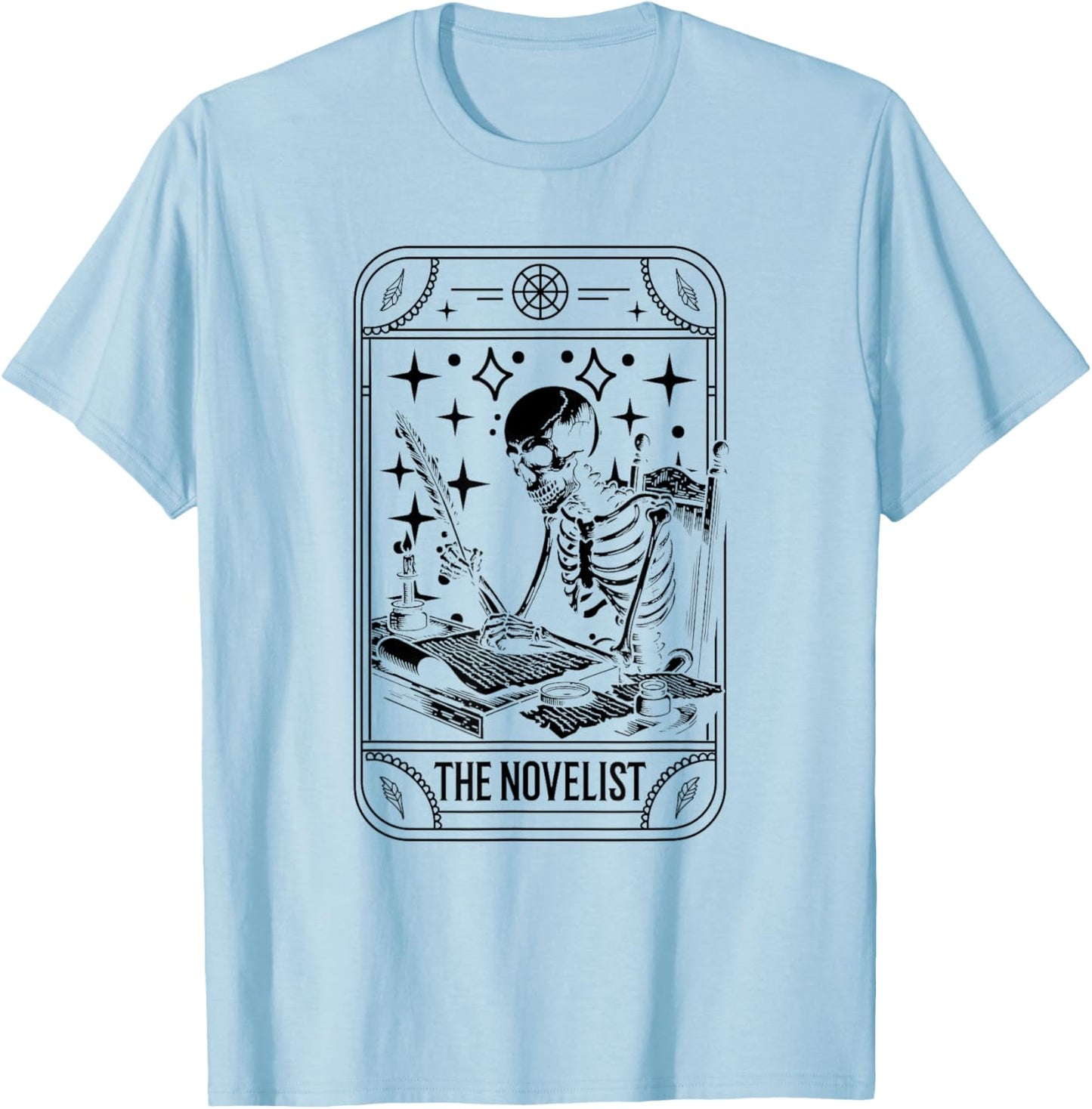 Writer Novelist Book Poetry - Author Skeleton Tarot Card T-Shirt - T-Shirt | Light Blue