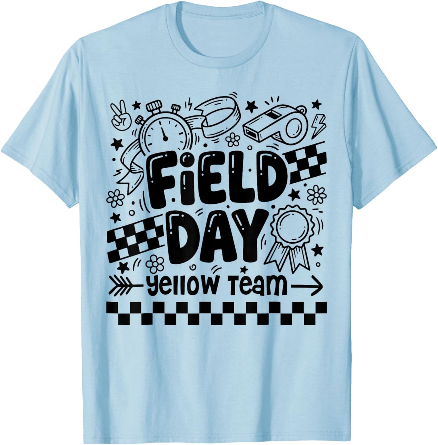 Field Day Yellow Team Funny for Teacher Kids Field Day Games T-Shirt - T-Shirt | Light Blue