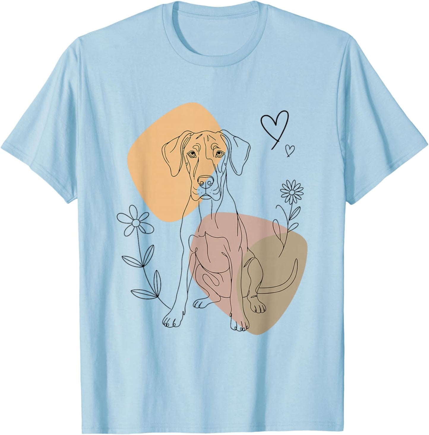 Line Art Great Dane Minimalist T-Shirt - T-Shirt | Light Blue