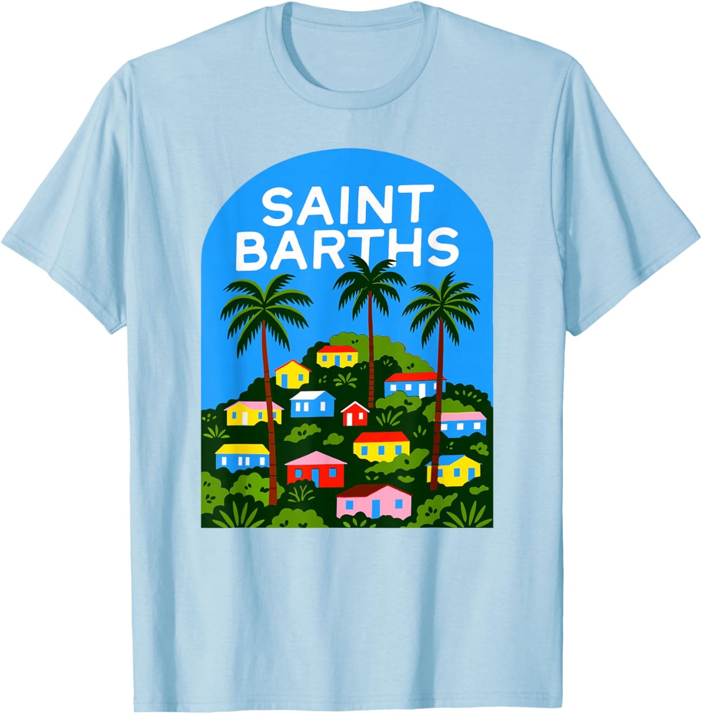 Saint Barths Retro Caribbean Island Travel Vibe T-Shirt - T-Shirt | Light Blue