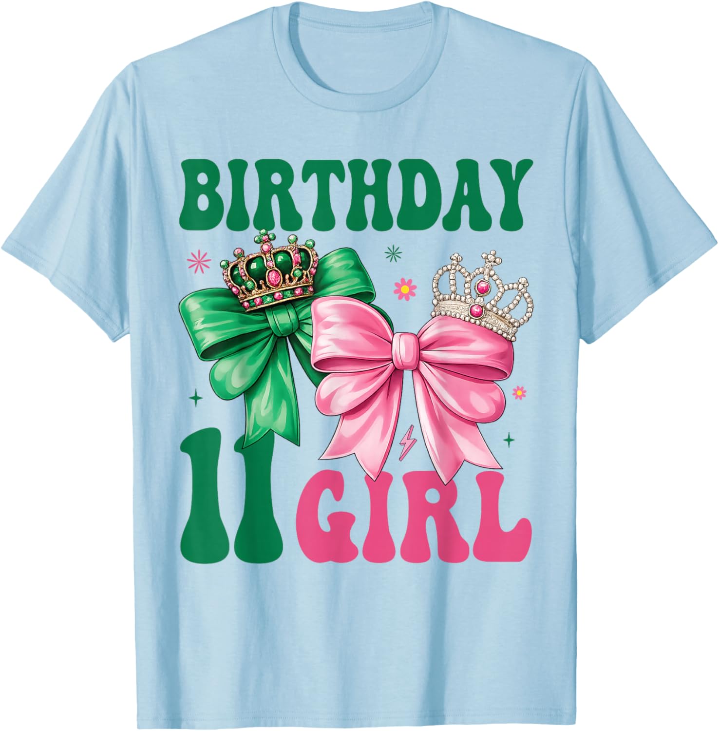 11th Birthday Girl Its My 11th Birthday Pink Coquette Bow T-Shirt - T-Shirt | Light Blue