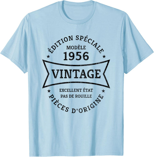 70th Birthday Born in 1956 Design Vintage 70 Years T-Shirt - T-Shirt | Light Blue