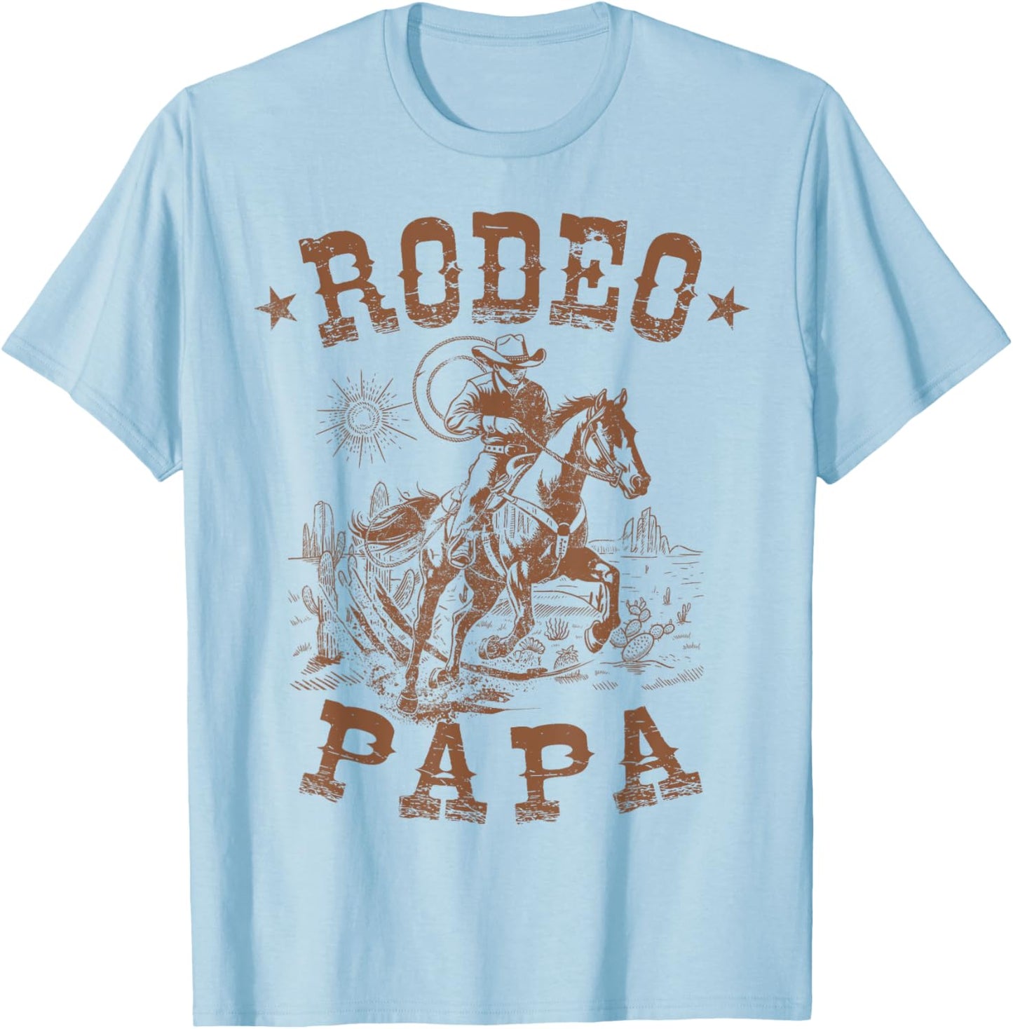 Rodeo Papa Western Cowboy Family Matching Father's Day T-Shirt - T-Shirt | Light Blue