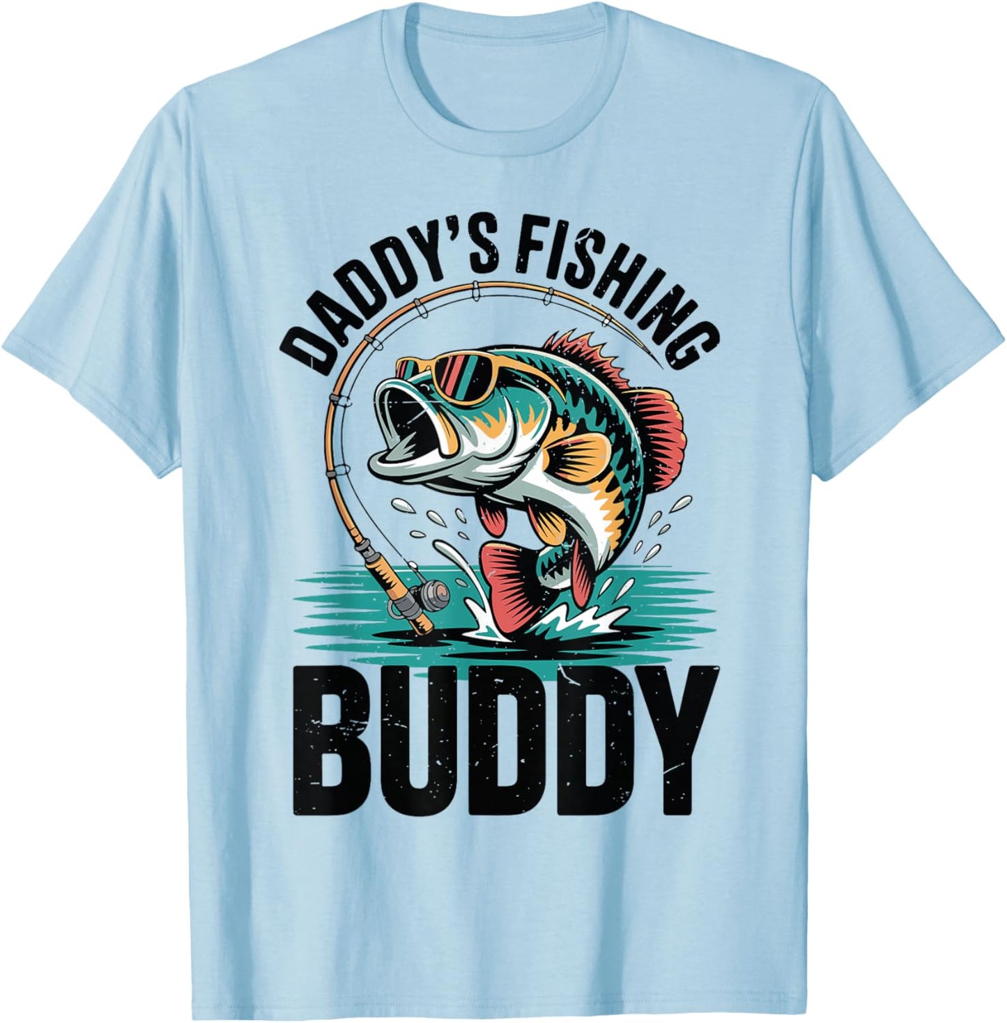Toddler Daddys Fishing Buddy Dads Cute Largemouth Bass Kids T-Shirt - T-Shirt | Light Blue