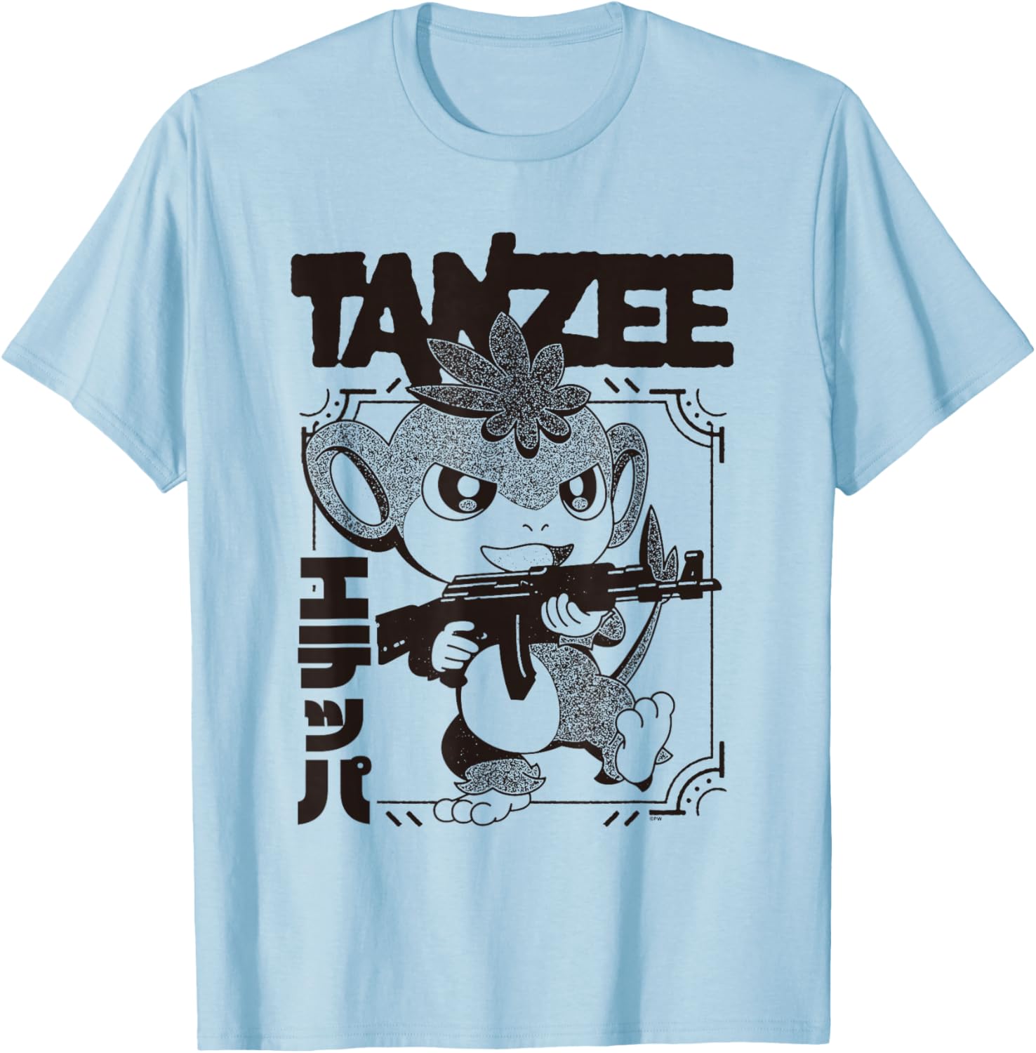 Palworld Black and White Tanzee Attack Pose Video Game T-Shirt - T-Shirt | Light Blue