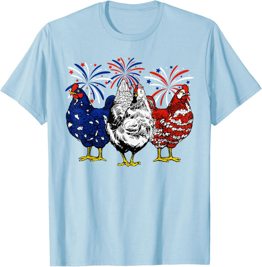Chicken USA Flag Patriotic Chicken Lover 4th of July Men T-Shirt - T-Shirt | Light Blue