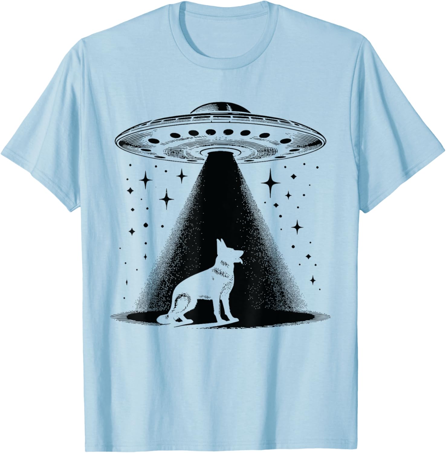 German Shepherd Mom Dad Dog - Funny Alien UFO T-Shirt - T-Shirt | Light Blue