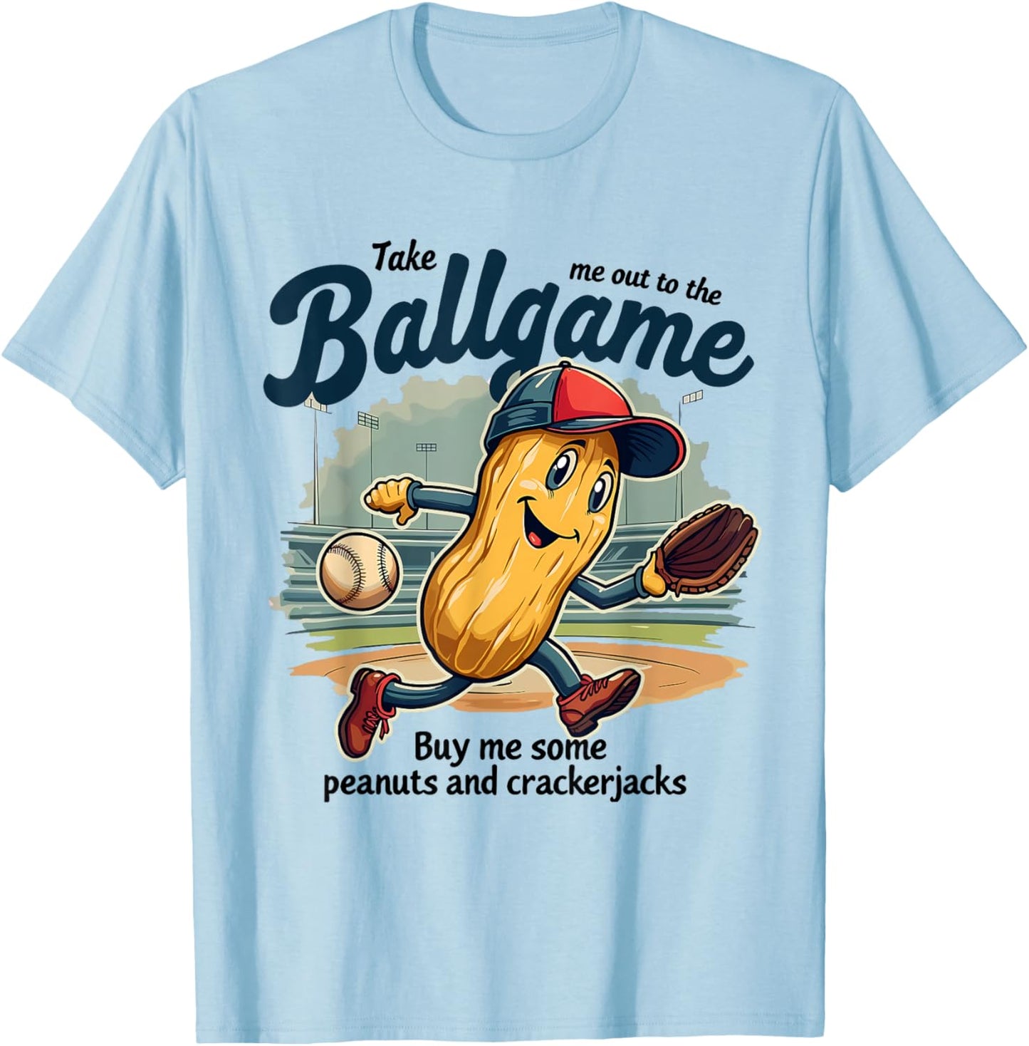 Funny Peanuts Take Me Out To The Ball Game Baseball Mothers T-Shirt - T-Shirt | Light Blue