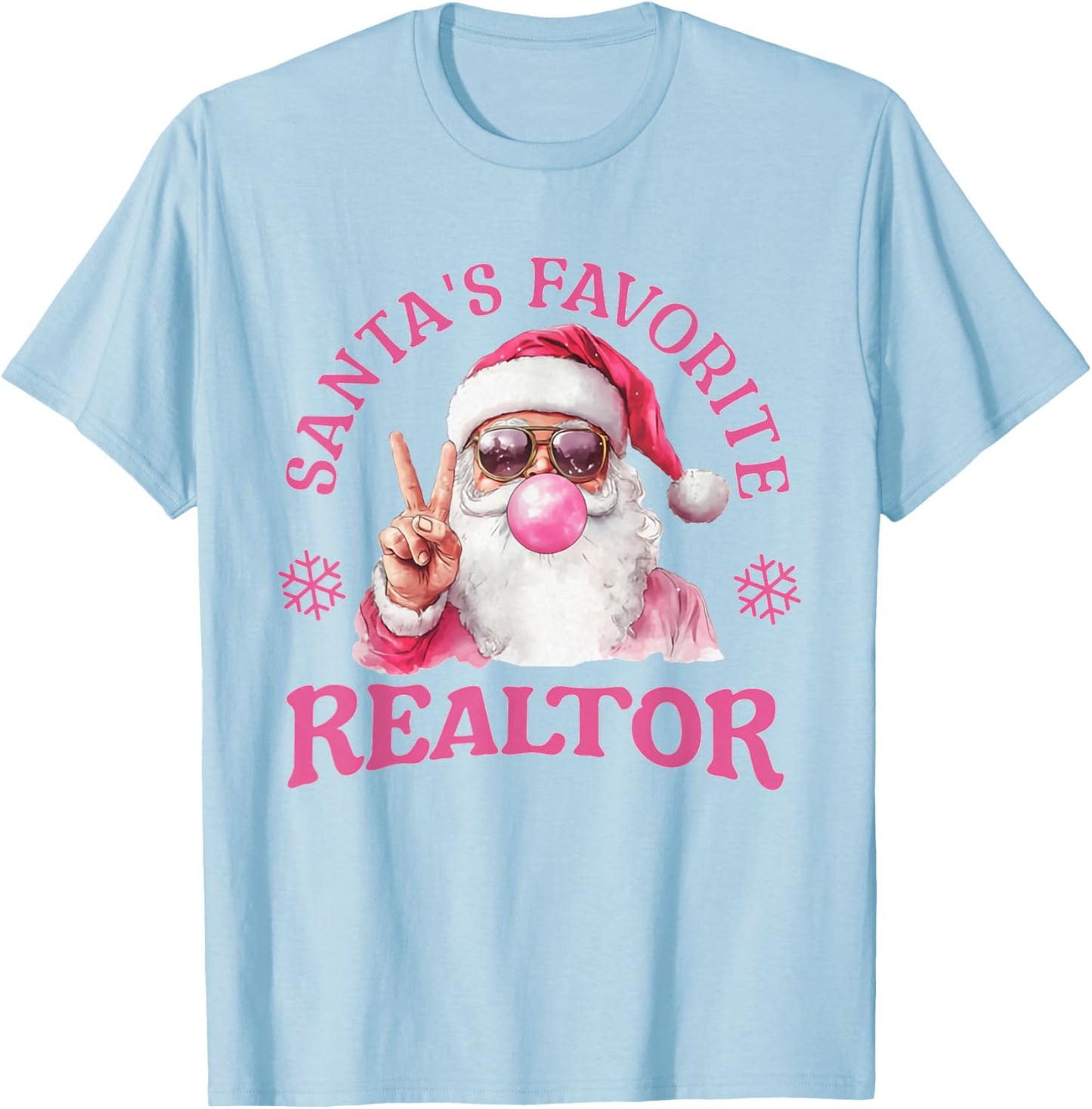 Santa's Favorite Realtor Christmas Santa Real Estate Agent T-Shirt - T-Shirt | Light Blue