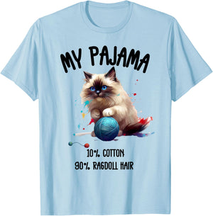 Pajama Ragdoll Cat Perfect for Cat Lovers! Women Kids T-Shirt - T-Shirt | Light Blue